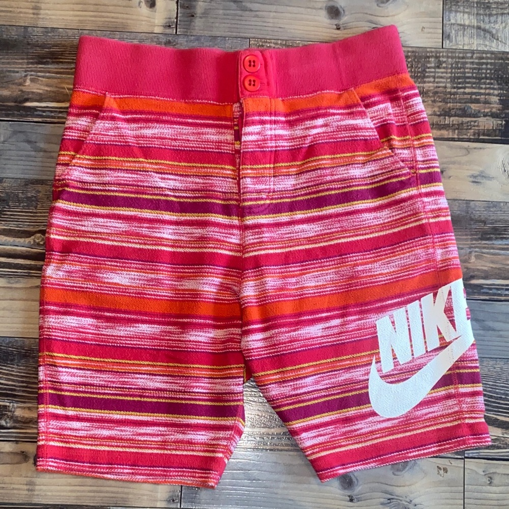 Vintage 1994 Nike vibrant  Striped Shorts - Red, pink and orange